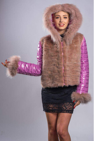 Purple gilet with mink parts