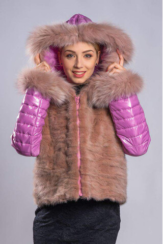 Purple gilet with mink parts