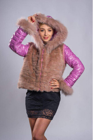 Purple gilet with mink parts