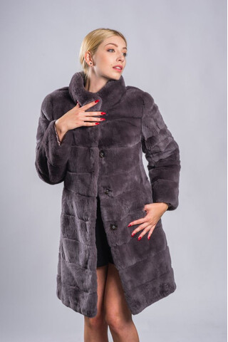 Grey dyed lapin rex coat