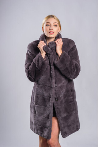 Grey dyed lapin rex coat